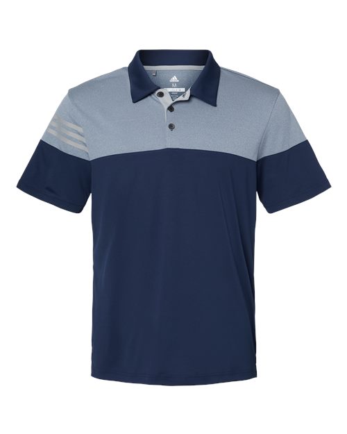 Adidas. Heathered 3-Stripes Colorblocked Polo. A213