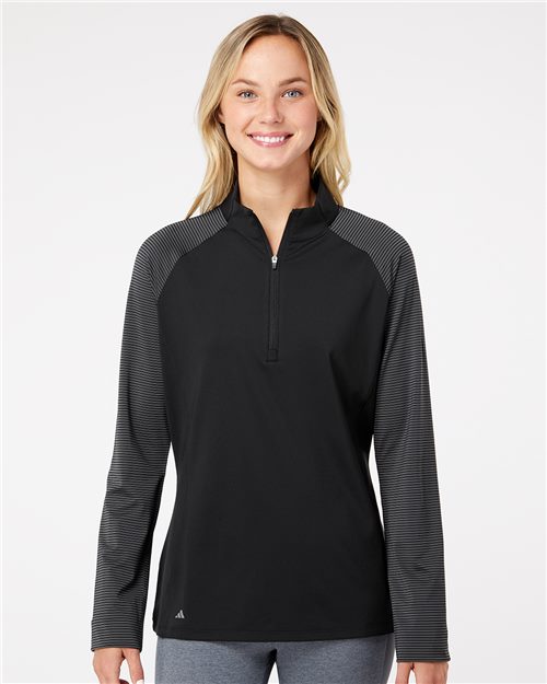 Adidas. Women's Stripe Block Quarter-Zip Pullover. A521
