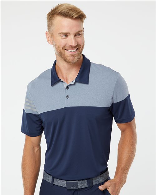Adidas. Heathered 3-Stripes Colorblocked Polo. A213