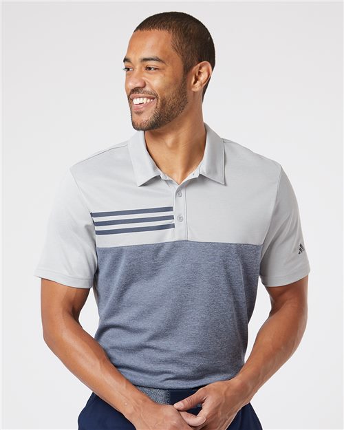 Adidas. Heathered Colorblocked 3-Stripes Polo. A508